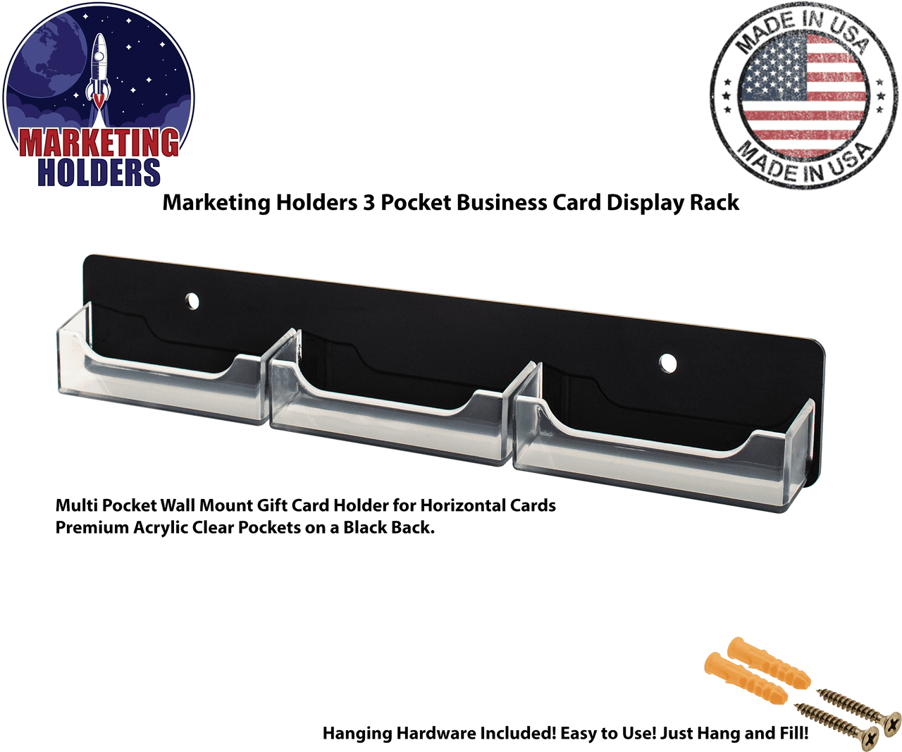 3 Pocket Hanging Business Card Holder
