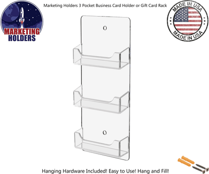 3 Pocket Wall Mount Business Card Holder