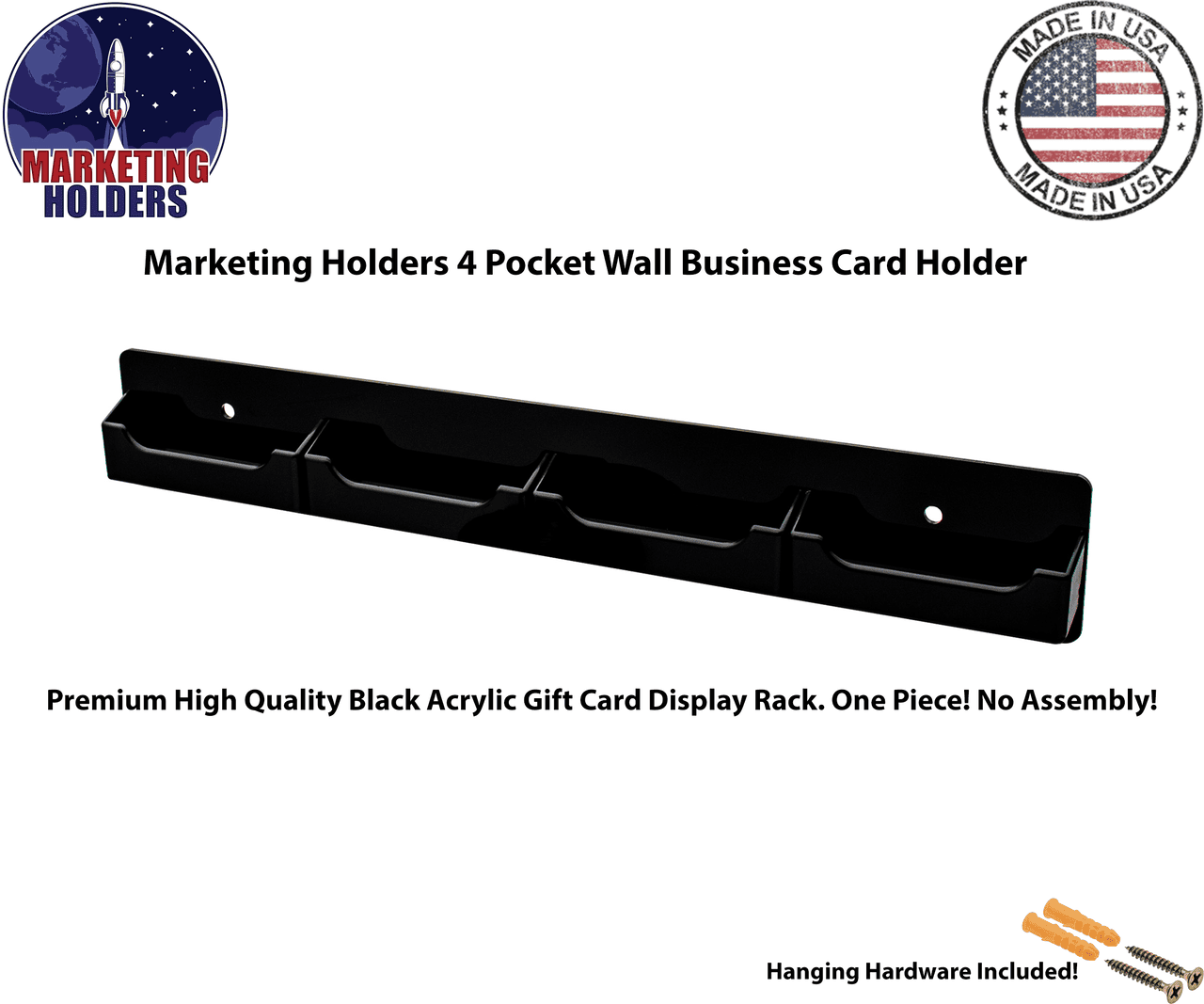 4 Pocket Wall Mount Business Card Holder
