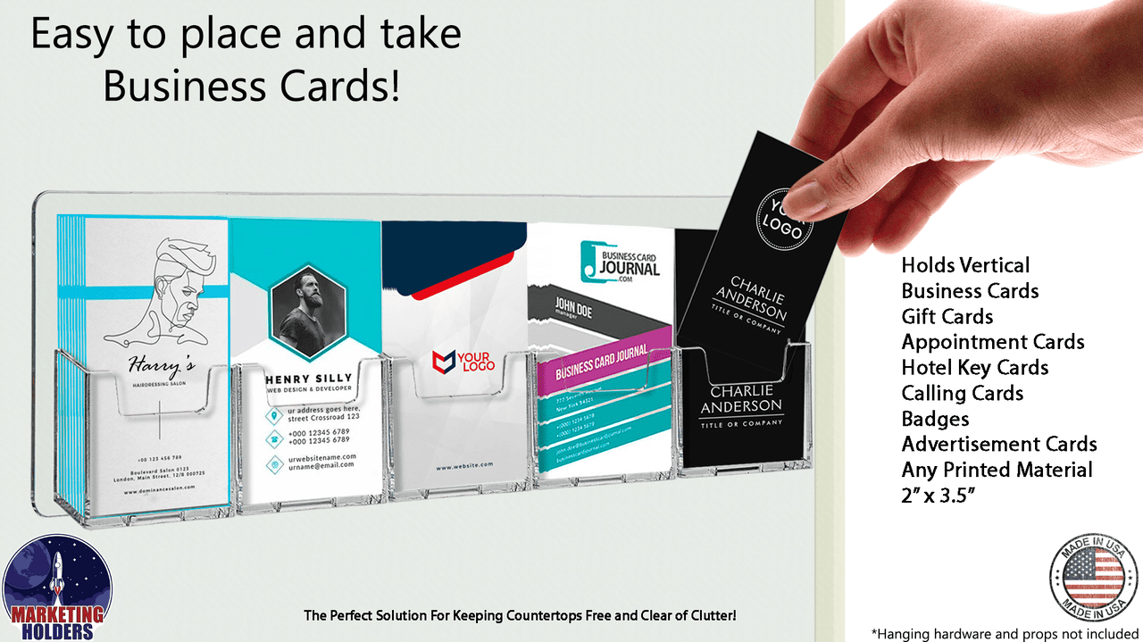 5 Pocket Hanging Vertical Business Card Holder