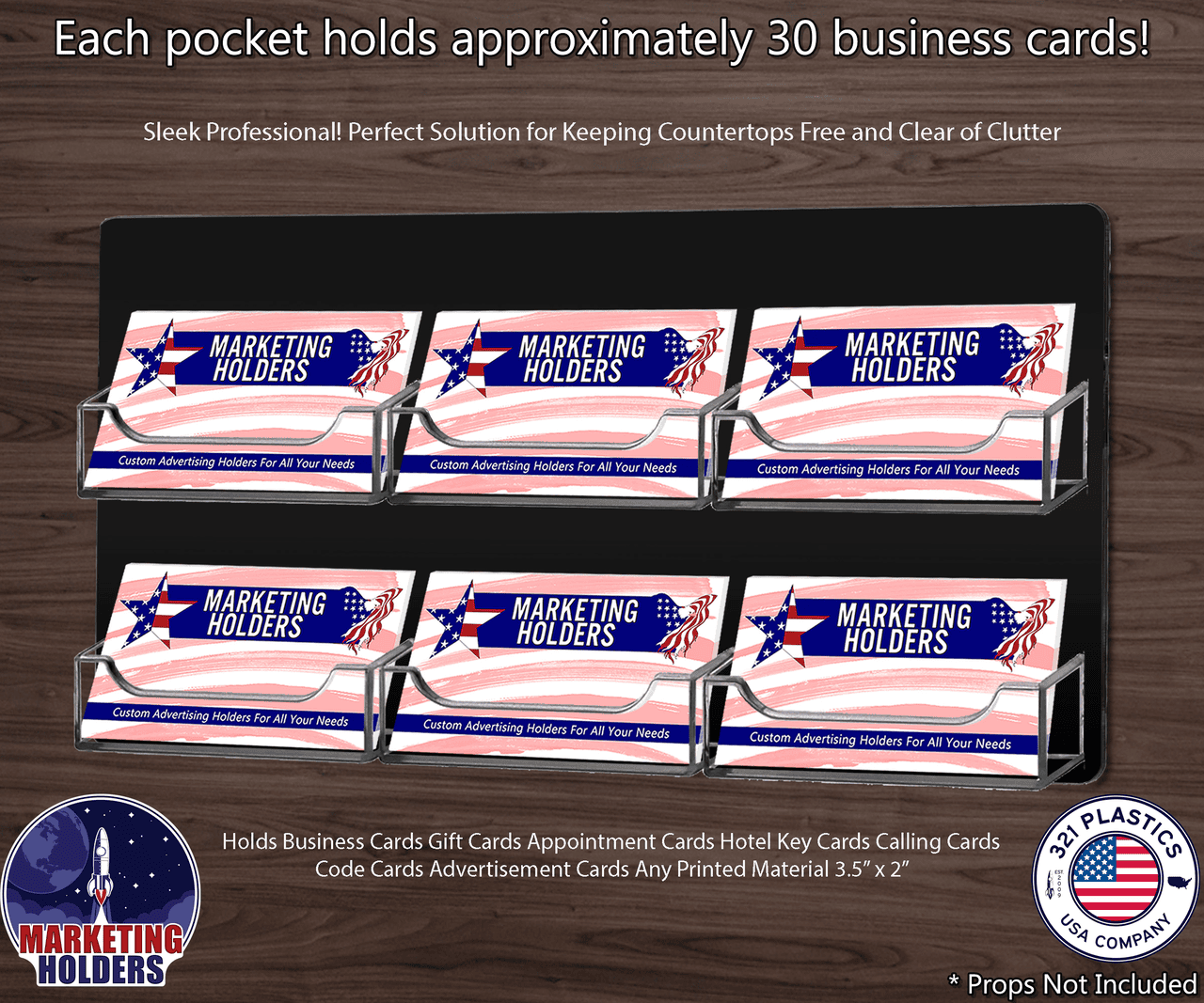 6 Pocket Wall Mount Business Card Holder