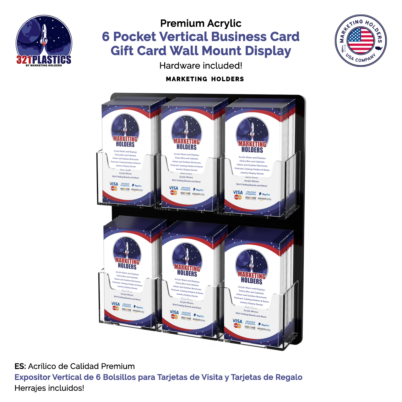 6 Pocket Hanging Vertical Business and Gift Card Holder