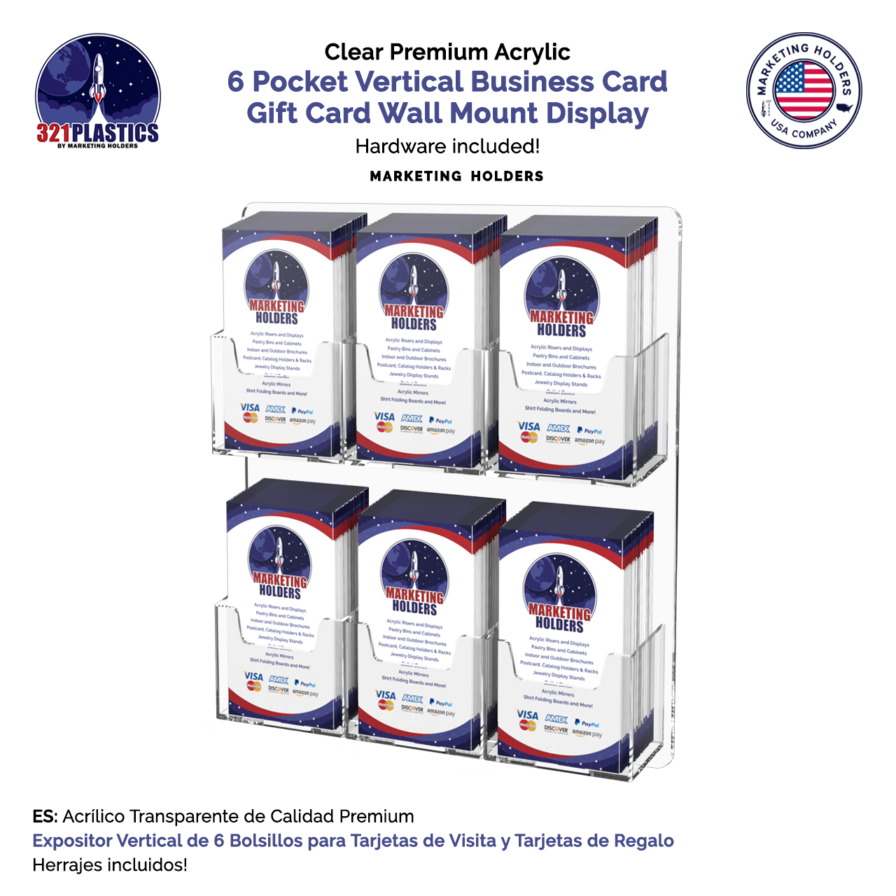 6 Pocket Hanging Vertical Business and Gift Card Holder