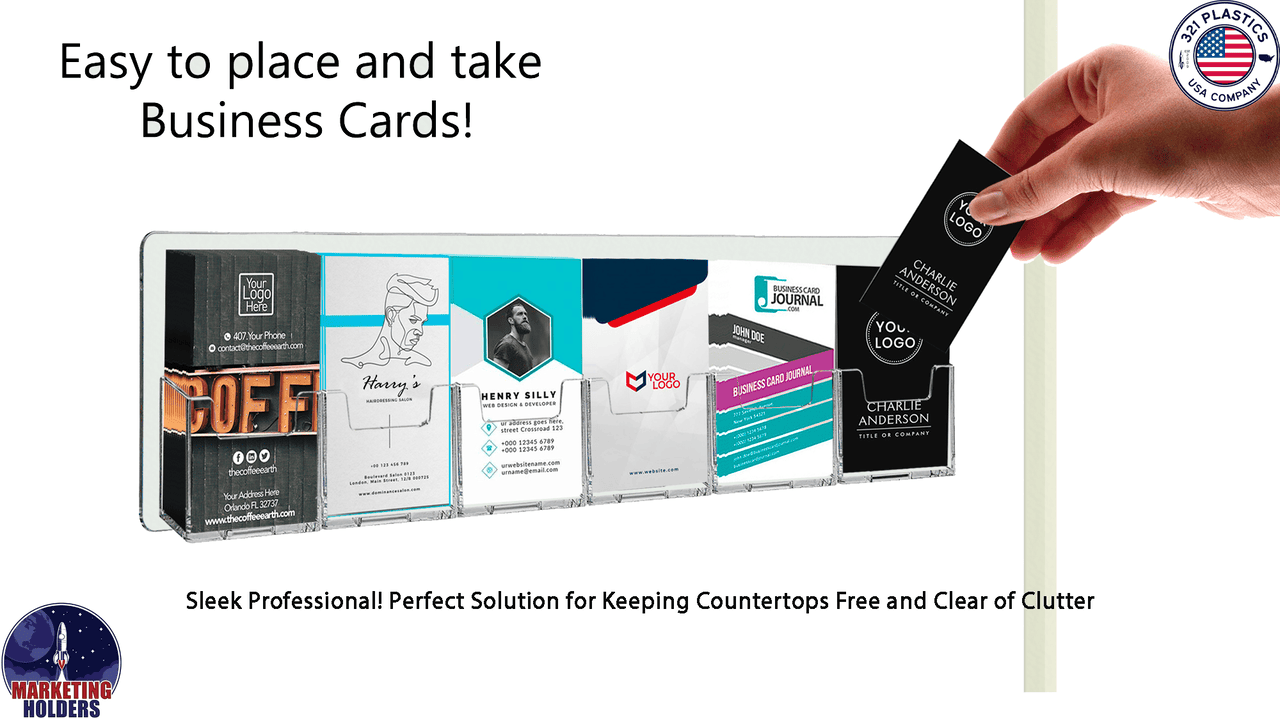 6 Pocket Hanging Vertical Business Card Holder