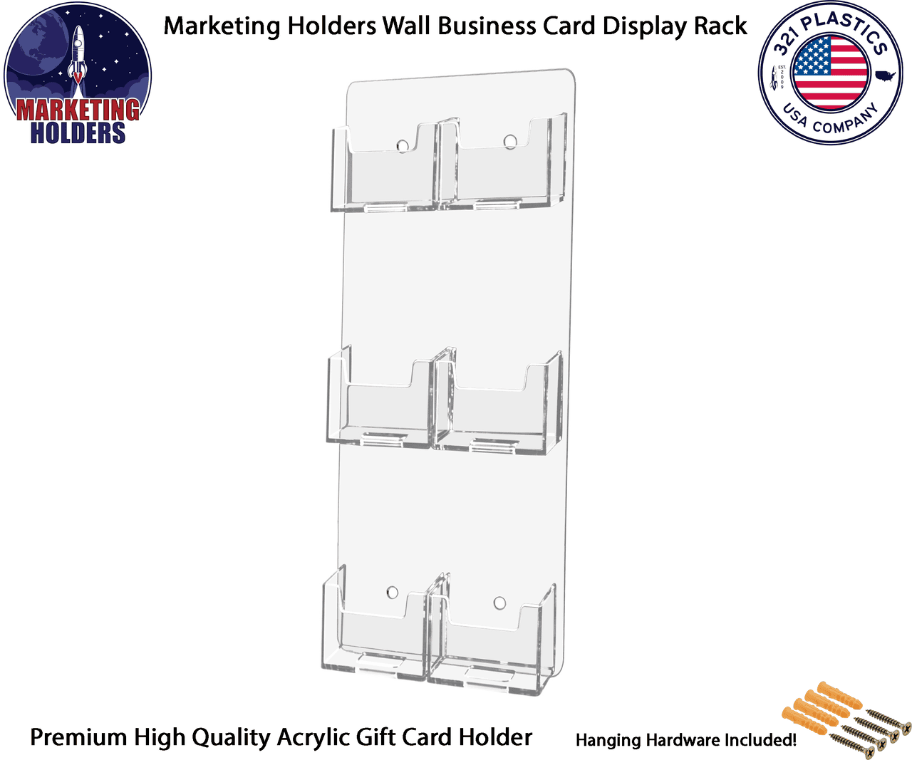 6 Pocket Wall Mount Vertical Business Card Holder