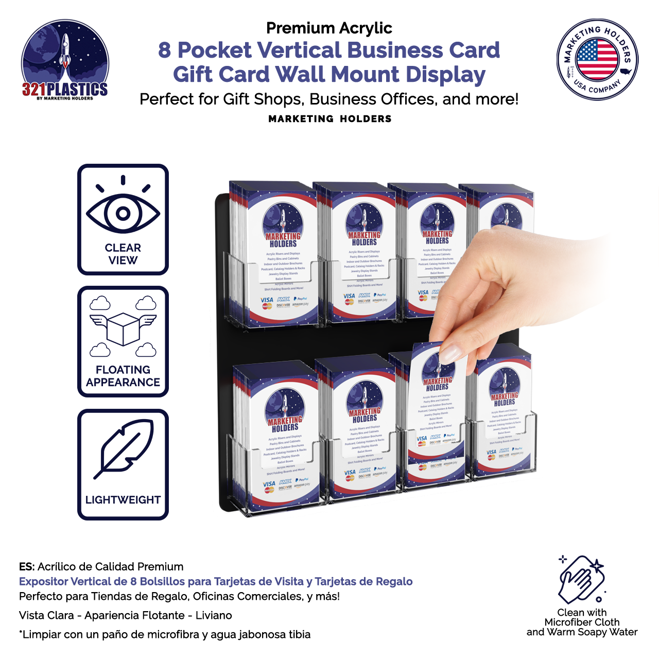 8 Pocket Hanging Vertical Business Card Holder