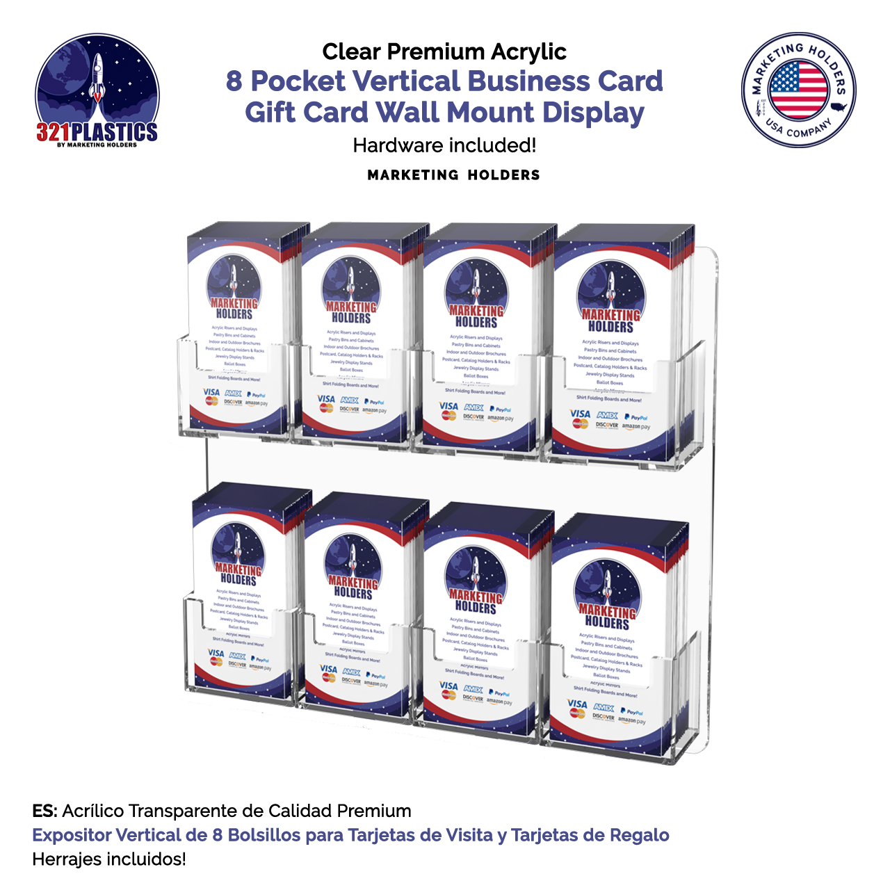 8 Pocket Hanging Vertical Business Card Holder