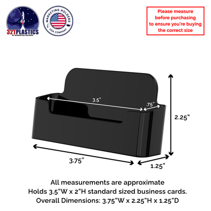 Business Card Holder Single Black Horizontal Pocket Countertop