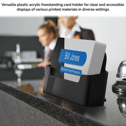 Business Card Holder Single Black Horizontal Pocket Countertop
