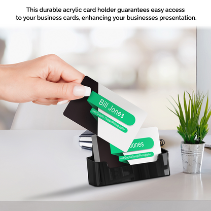 Business Card Holder Single Black Horizontal Pocket Countertop