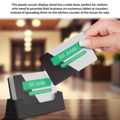 Black Business Card Holder Countertop Horizontal Display Stand