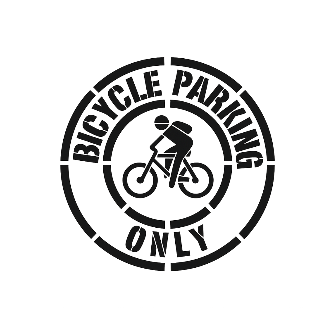 BICYCLE PARKING ONLY Stencil 17" Round Symbol
