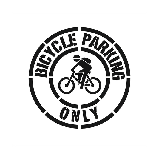 BICYCLE PARKING ONLY Stencil 17" Round Symbol