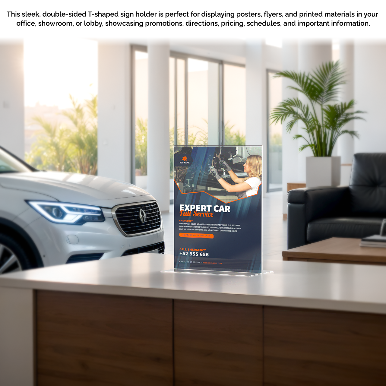 Sign Holder 11"W x 14"H Double Sided Bottom Load Table Tent