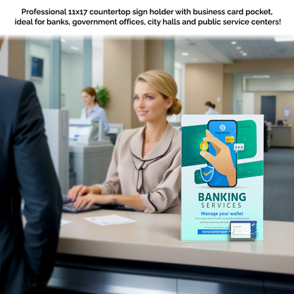 11"W x 17"H Ad Frame Large Sign Display with Business Card Slot