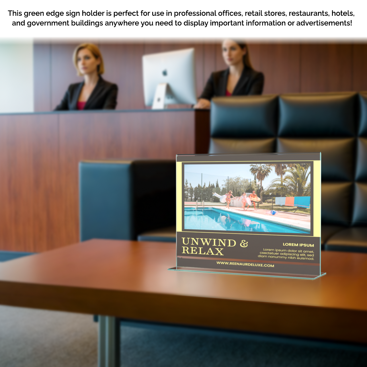 11"W x 8.5"H Award Certificate Display Holder Green Edge Frame