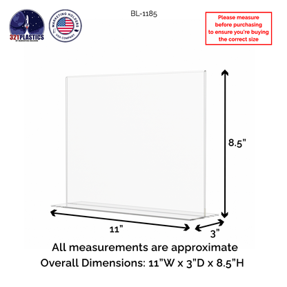 Sign Holder 11"W x 8.5"H Double Sided Bottom Load Table Tent