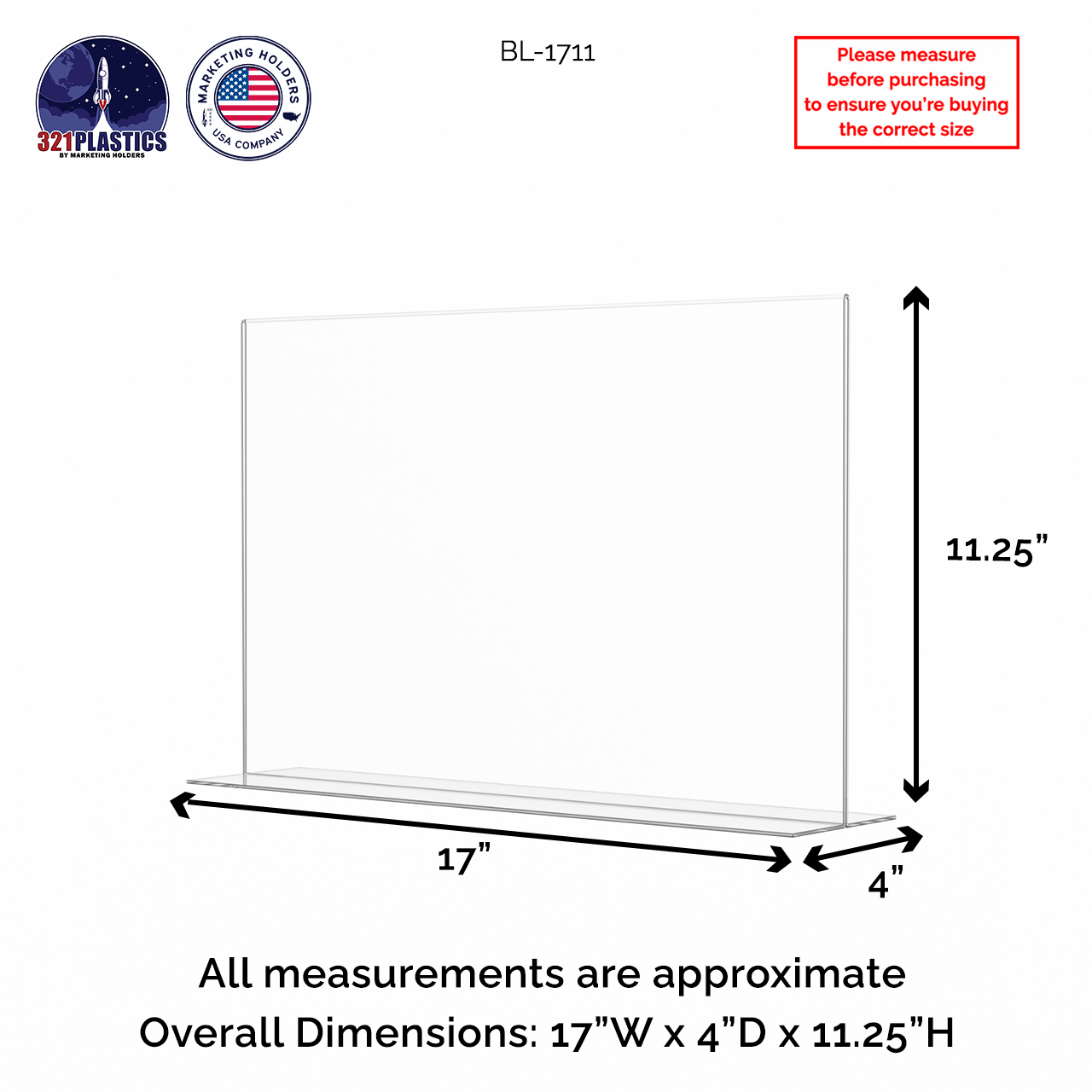 Sign Holder 17"W x 11"H Double Sided Bottom Load Table Tent