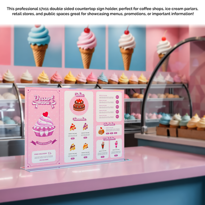 Sign Holder 17"W x 11"H Double Sided Bottom Load Table Tent