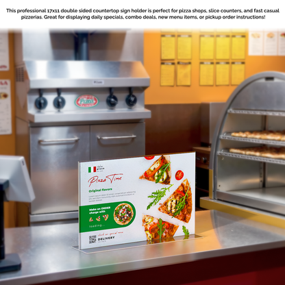 Sign Holder 17"W x 11"H Double Sided Bottom Load Table Tent