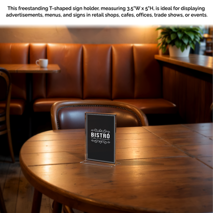 Sign Holder 3.5"W x 5"H Double Sided Bottom Load Table Tent