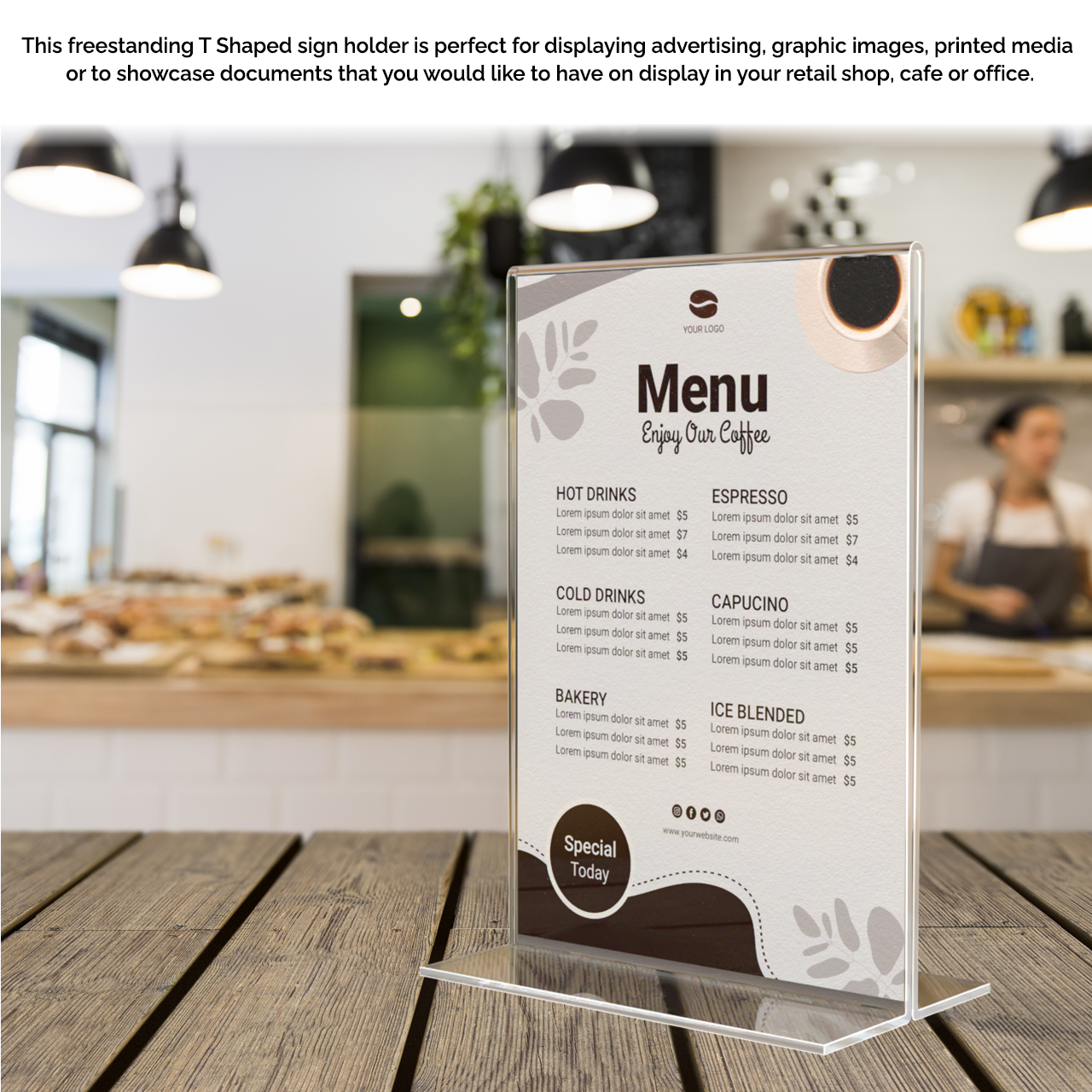 Sign Holder 4"W x 6"H Double Sided Bottom Load Table Tent