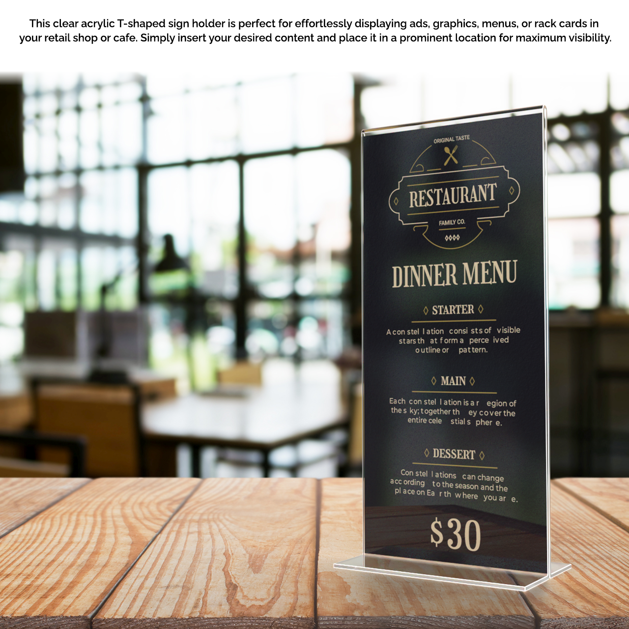 Sign Holder 4"W x 9"H Double Sided Bottom Load Table Tent