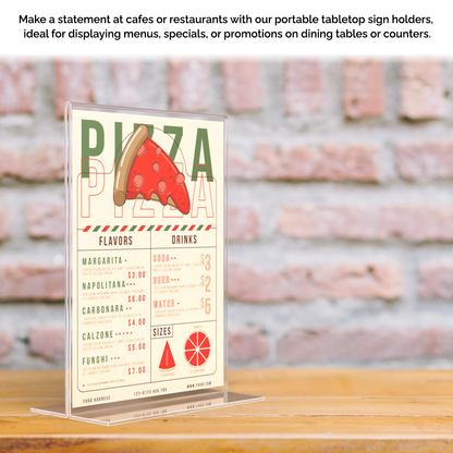 Sign Holder 5"W x 7"H Double Sided Bottom Load Table Tent