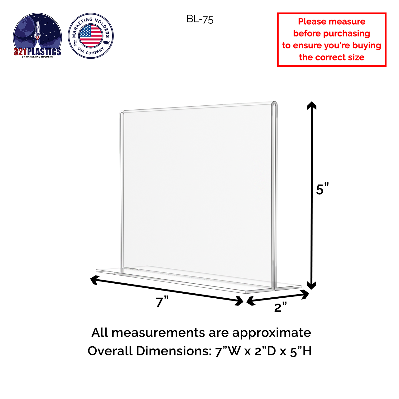Sign Holder 7"W x 5"H Double Sided Bottom Load Table Tent