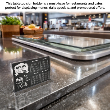 Sign Holder 7"W x 5"H Double Sided Bottom Load Table Tent