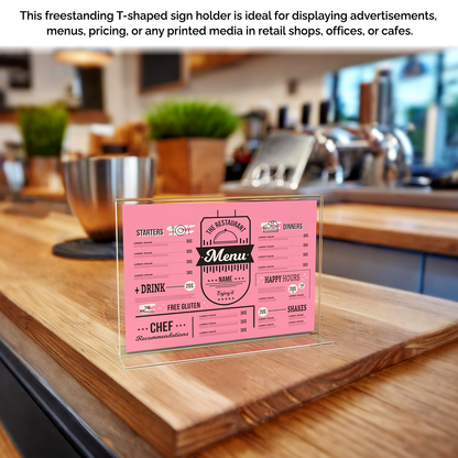 Sign Holder 7"W x 5"H Double Sided Bottom Load Table Tent