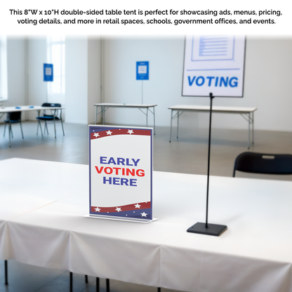 Sign Holder 8"W x 10"H Double Sided Bottom Load Table Tent