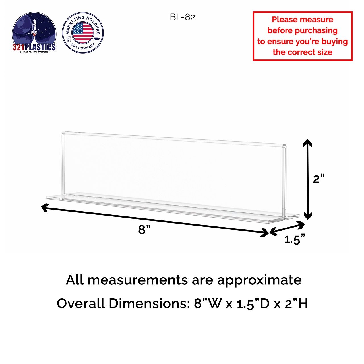 Sign Holder 8"W x 2"H Business Office Nameplate Desk Frame