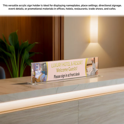 8"W x 2"H Sign Holder Business Office Nameplate Desk Frame