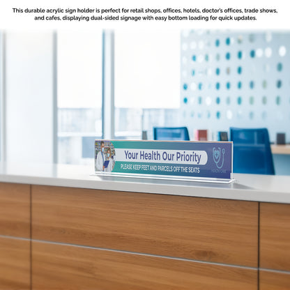 8"W x 2"H Sign Holder Business Office Nameplate Desk Frame