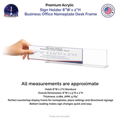 8"W x 2"H Sign Holder Business Office Nameplate Desk Frame