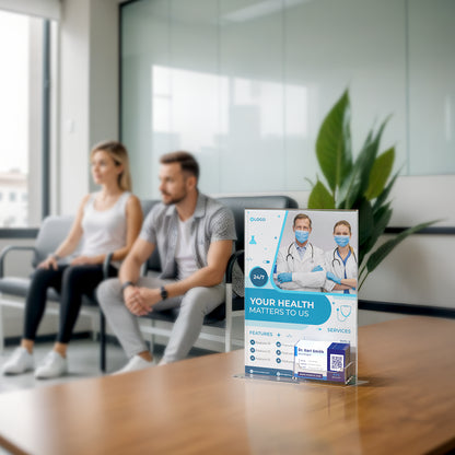 8.5"W x 11"H Table Ad Frame Sign Holder with Business Card Pocket