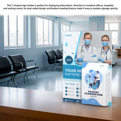 Sign Holder 8.5"W x 11"H with 4"W Trifold Brochure Pocket