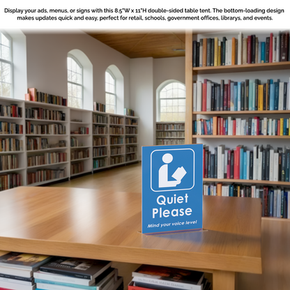 Sign Holder 8.5"W x 11"H Double Sided Bottom Load Table Tent