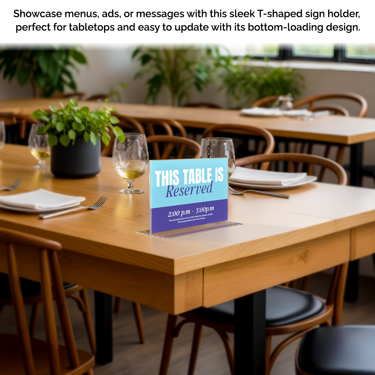 Sign Holder 8.5"W x 5.5"H Double Sided Bottom Load Table Tent