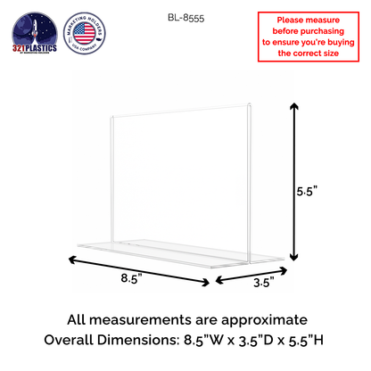 Sign Holder 8.5"W x 5.5"H Double Sided Bottom Load Table Tent