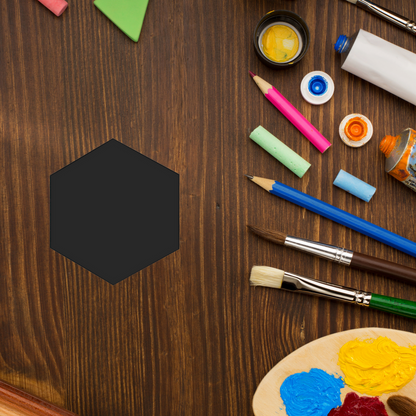 Black Acrylic Hexagon Tiles 10 Pack 0.118" Thick