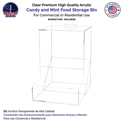 6"W Candy and Mint Food Storage Bin Clear Acrylic