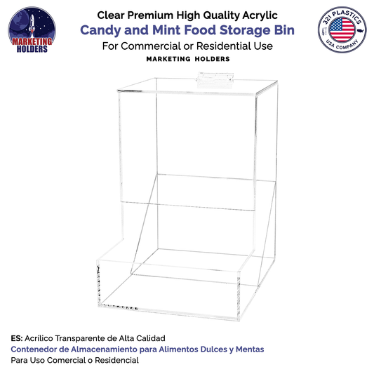 6"W Candy and Mint Food Storage Bin Clear Acrylic