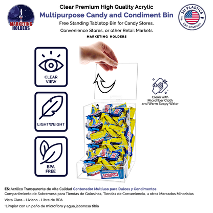 6"W Candy and Mint Food Storage Bin Clear Acrylic