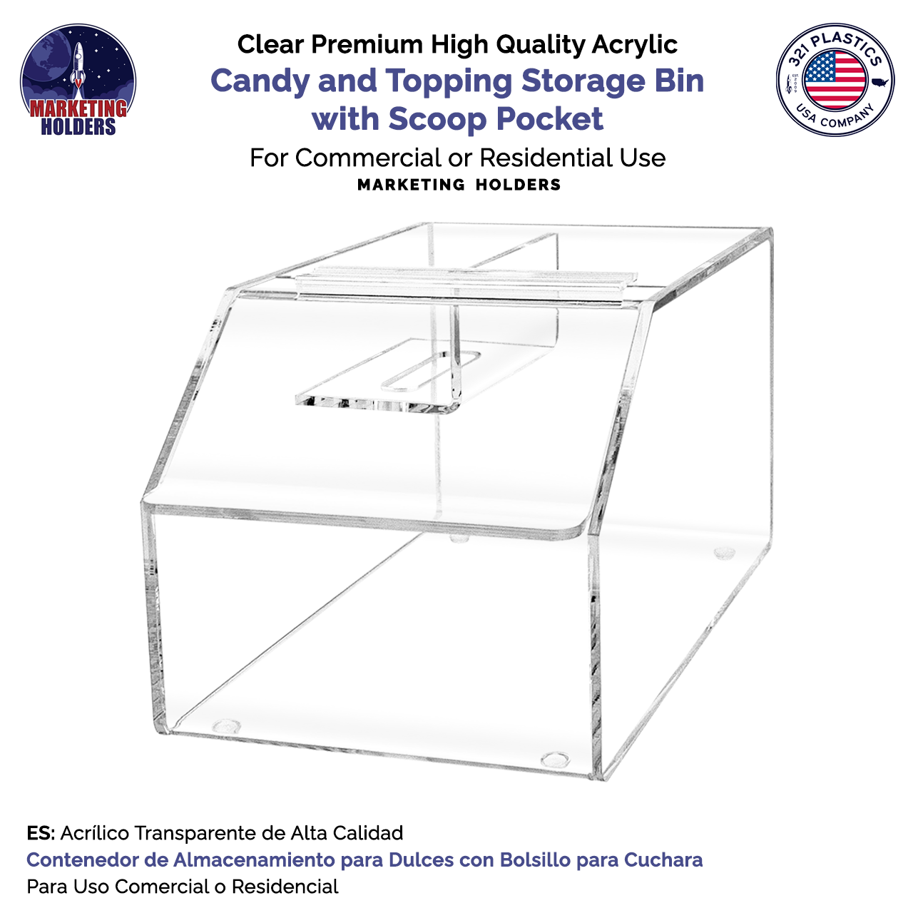 6" Candy and Topping Storage Bin with Scoop Caddy