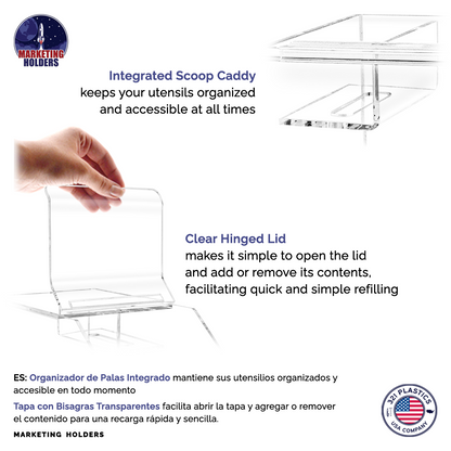 6" Candy and Topping Storage Bin with Scoop Caddy