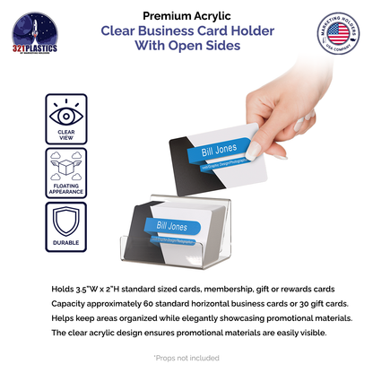 Business Card Holder Countertop Clear Acrylic with Open Sides