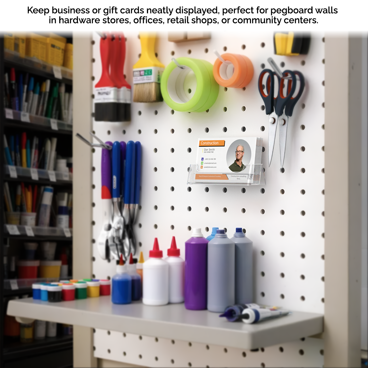 Pegboard Business Card Holder Clear Acrylic Rack Display