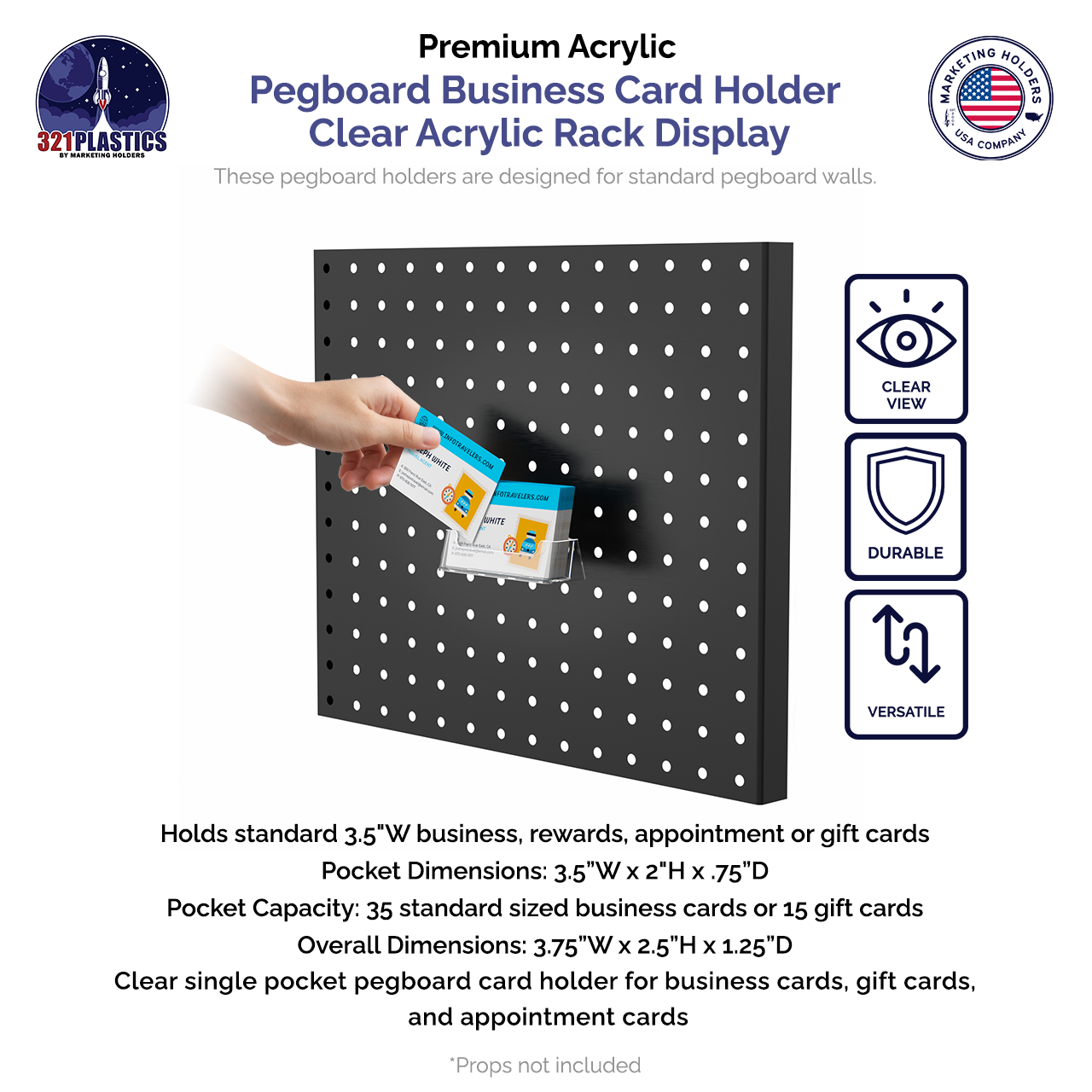 Pegboard Business Card Holder Clear Acrylic Rack Display